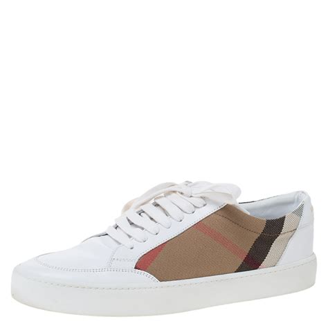 burberry white leather sneakers|burberry checked canvas sneakers.